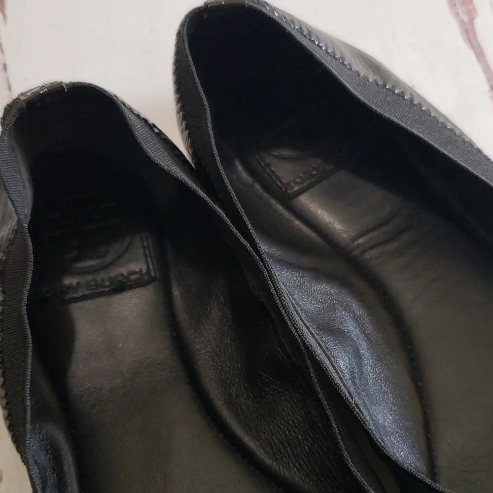 Tory Burch Black Soft Patent Leather Ballerina Women's Flats Size 6.5